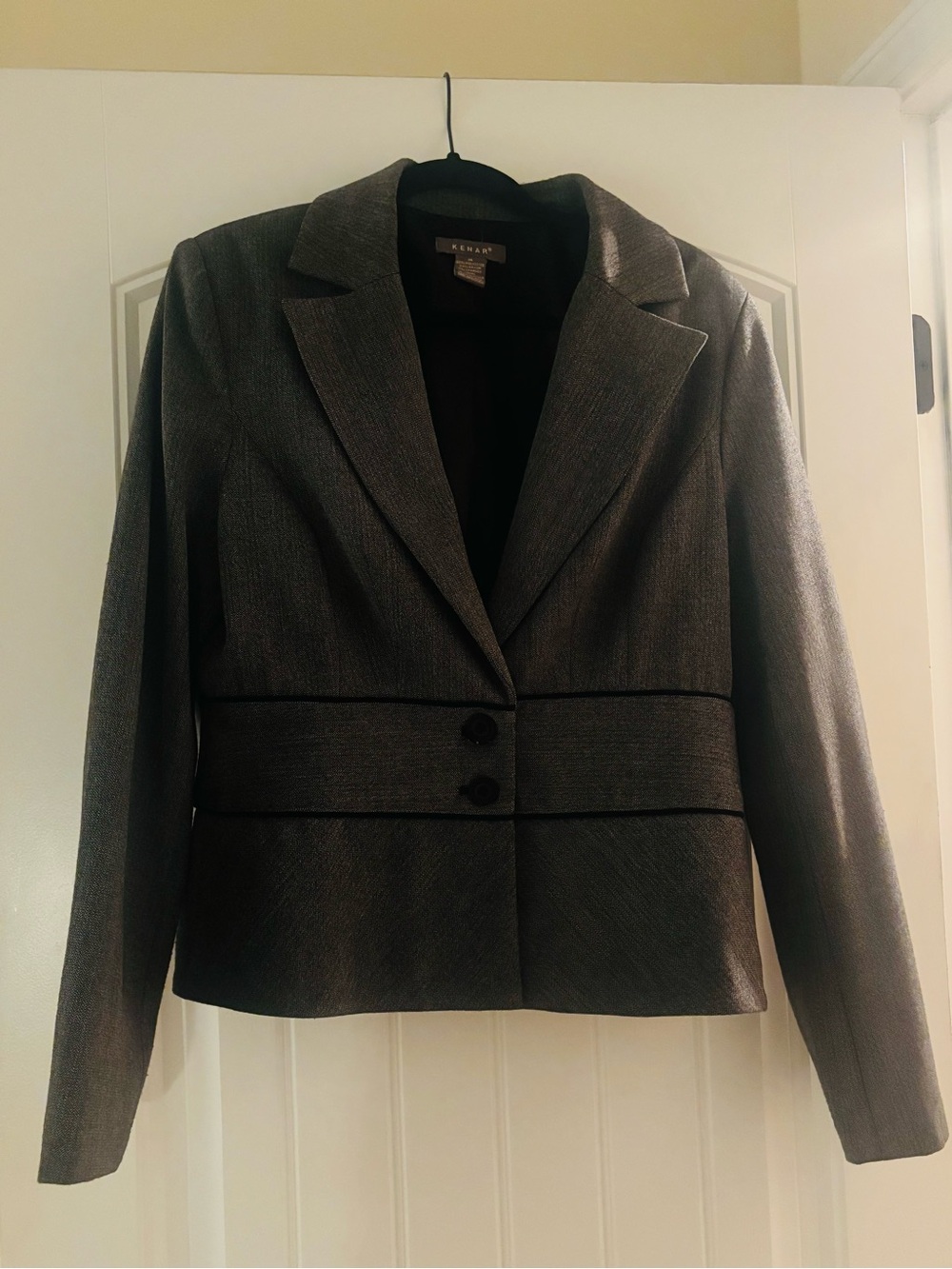 Kenar Women's Metallic Charcoal Two-Button Blazer